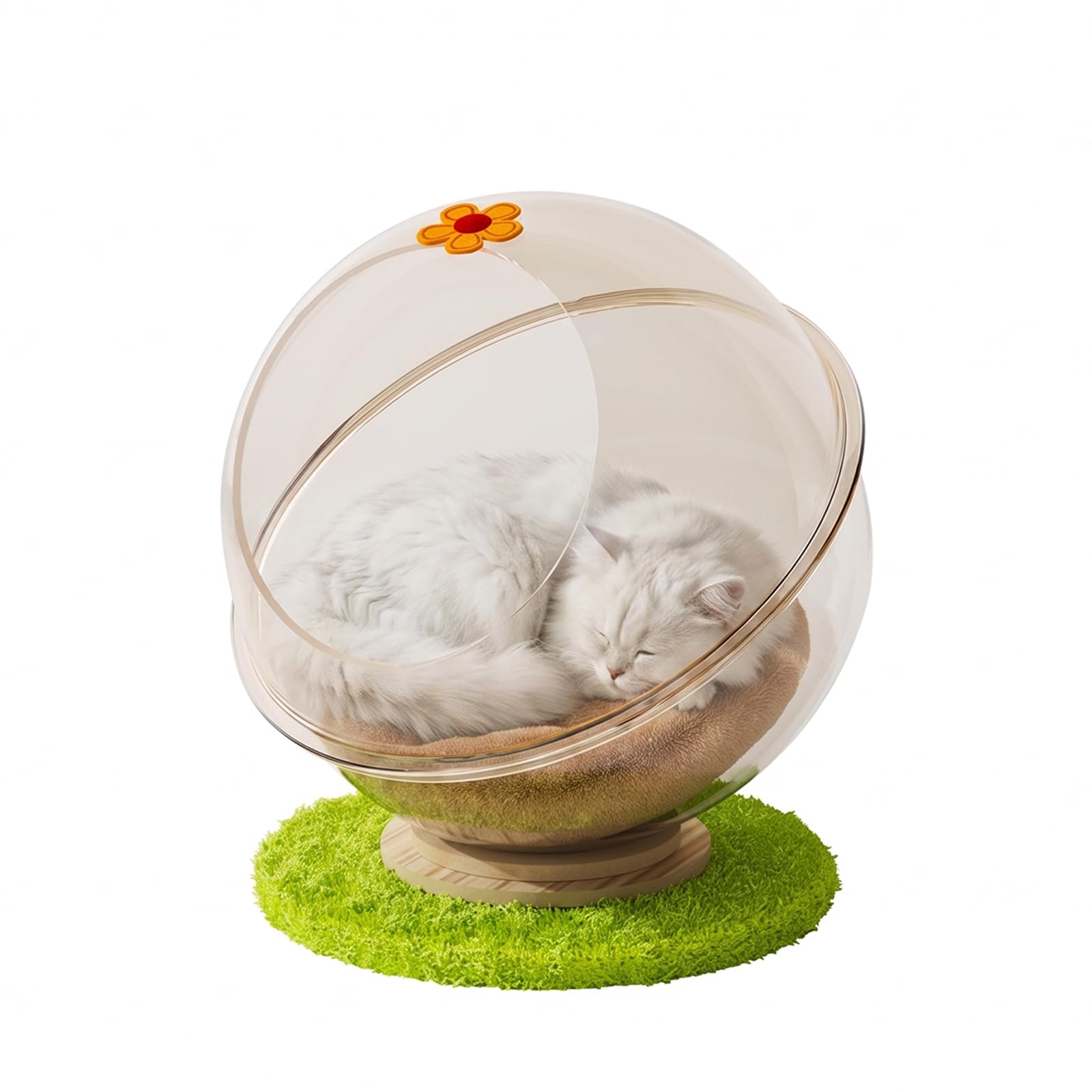 SnagShill Acrylic Cat Pod Bed, 360° Transparent Space Capsule, Anti-Scratch Anti-Drop Smooth Edge Cat House for All Indoor Cats