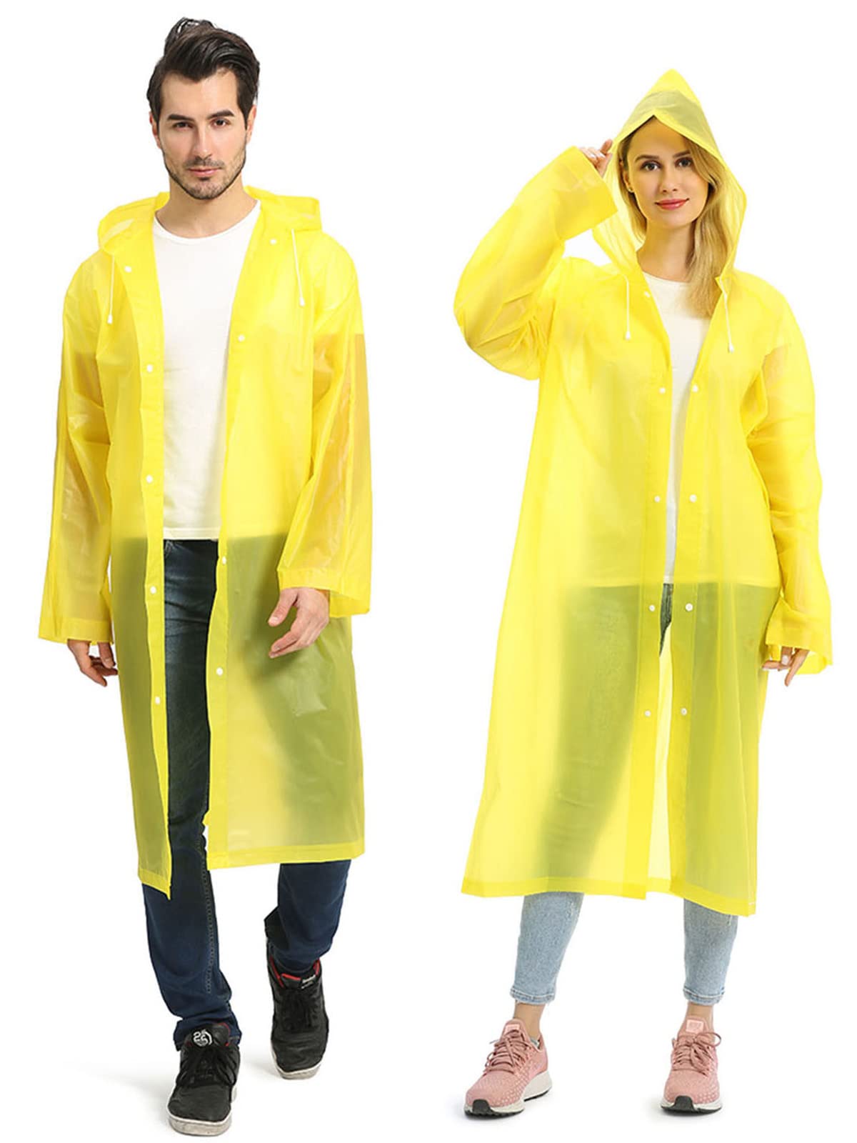 Opret 2 Stück Regenmantel Durchsichtiger Regenponcho für Damen Herren, Wiederverwendbar Wasserdicht Regencape Regenjacke, Eva Atmungsaktiv Regen Zubehör für Wandern Radfahren Camping Reisen