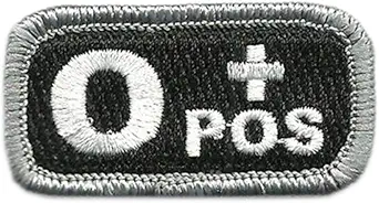 Tactical Blood Type Patches -"Type O Positive" - 2"x1"