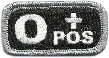 Tactical Blood Type Patches -"Type O Positive" - 2"x1"