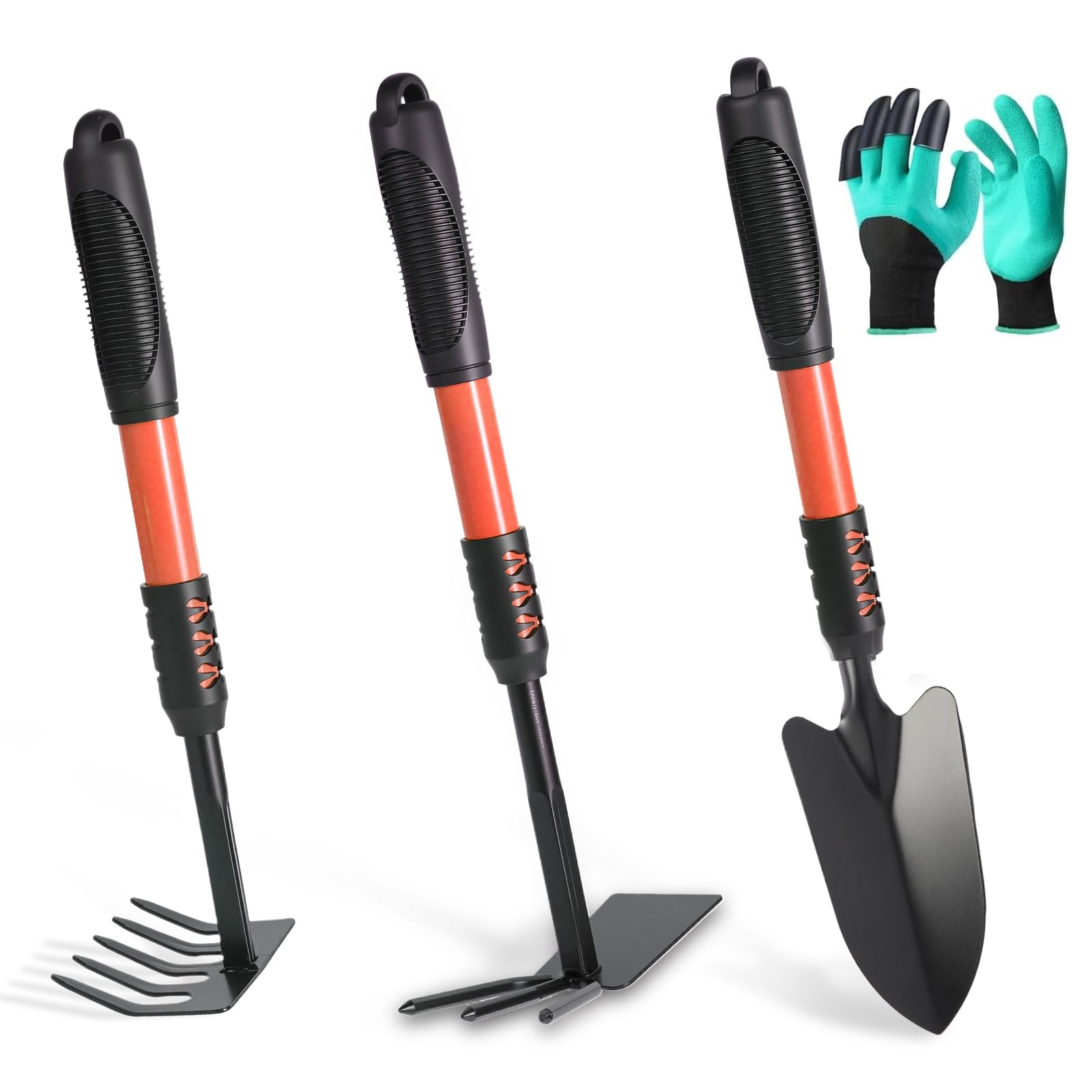 Juego de herramientas de jardín, paquete de 5 herramientas de jardinería, cultivador de mano resistente de acero inoxidable, azadas, pala, para plantar, excavar, regalos de jardinería para mujeres