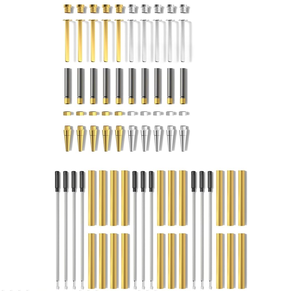 Wadakada Lathe Turning Supplies for DIY Pen Turning Supplies Pen Kits for Woodturning 10 Pack Premium Slimline Twist Pen Kit