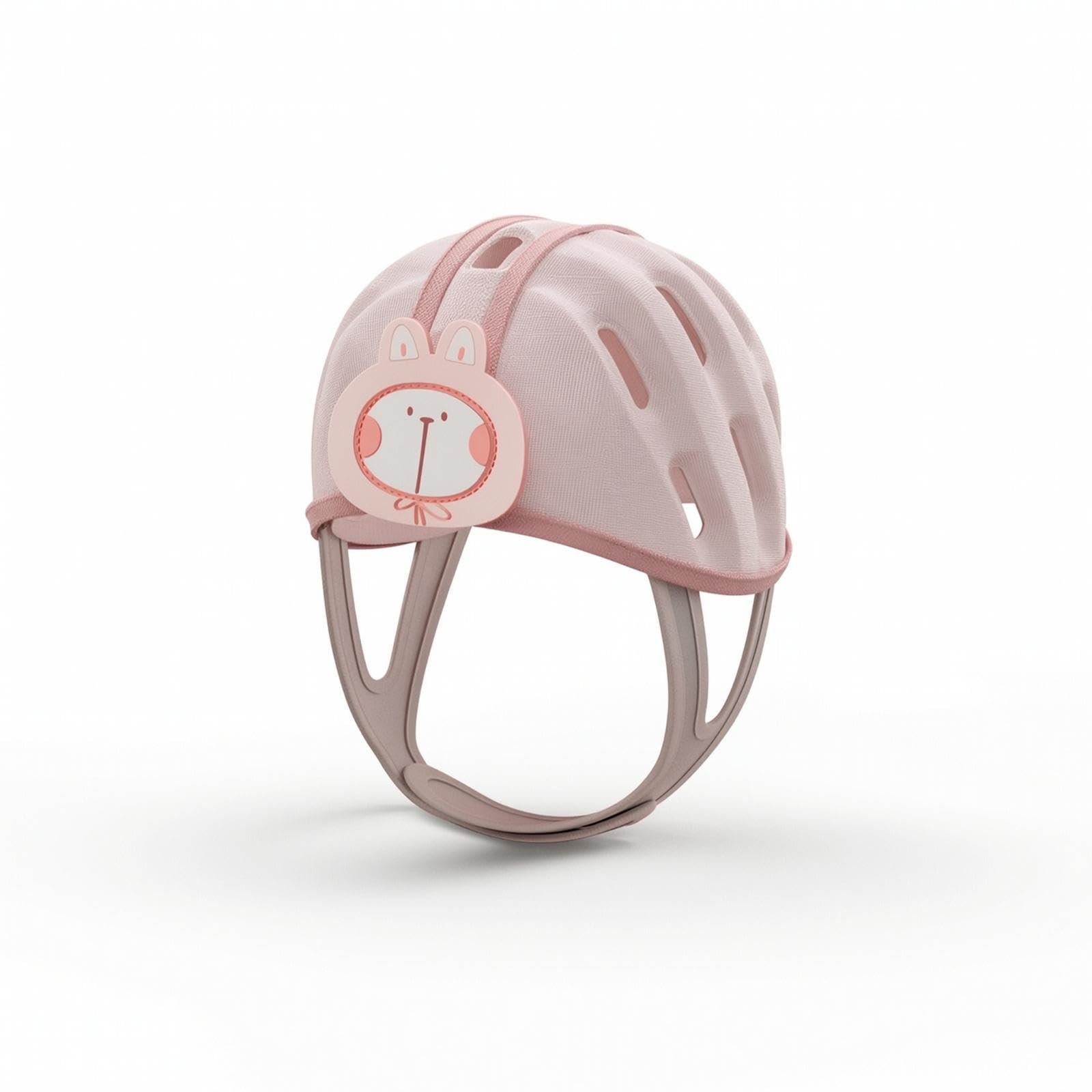 Head Protection Cap with Chin Strap Cushioned Child's Cushioned Headgear with Adjustable Straps Padded Head Cover for Young Children, Crawlers Pink Rabbit-2-image-20