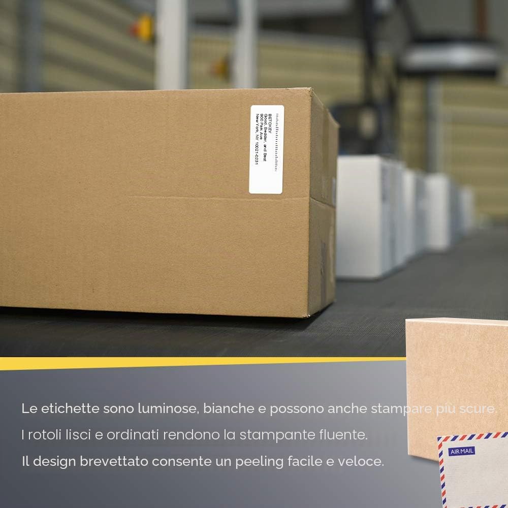 BETCKEY - 67mm x 25mm(2,625 in x 1 in) Perforated Etichette Termiche per Cartelle e Indirizzo Compatibile con stampanti Zebra e altre [10 Rotoli/20000 Etichette]