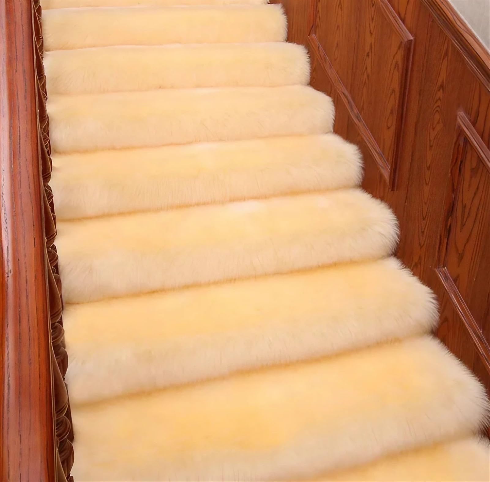 Alfombras para escaleras antideslizantes de peluche lavable que protegen peldaños de madera