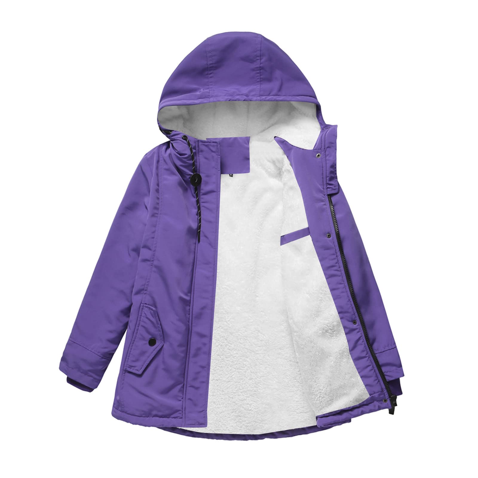 Generico Cappotto Invernale Donna, Giacca Donna Invernale Impermeabile con Cappuccio Antivento Media Lugghezza Giacca Foderato in Pile Caldo Ed Elegante Cappotti per Outdoor