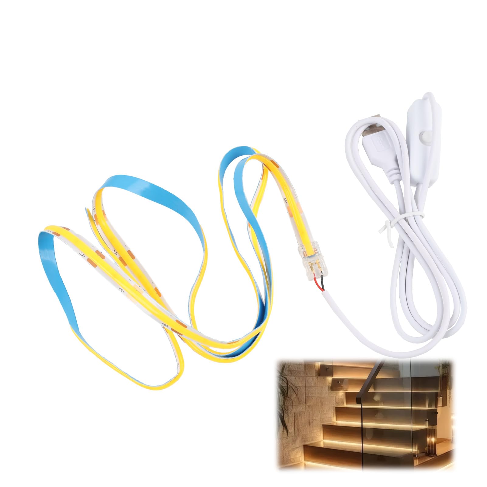 Xevtrak LED Strip Light 1M USB Powered COB LED Strip, Warm White LED Strip, Self Adhesive 5V TV Backlight, Flexible and Cuttable USB LED Light Strip, High CRI for TV, DIY Home Indoor Decoration