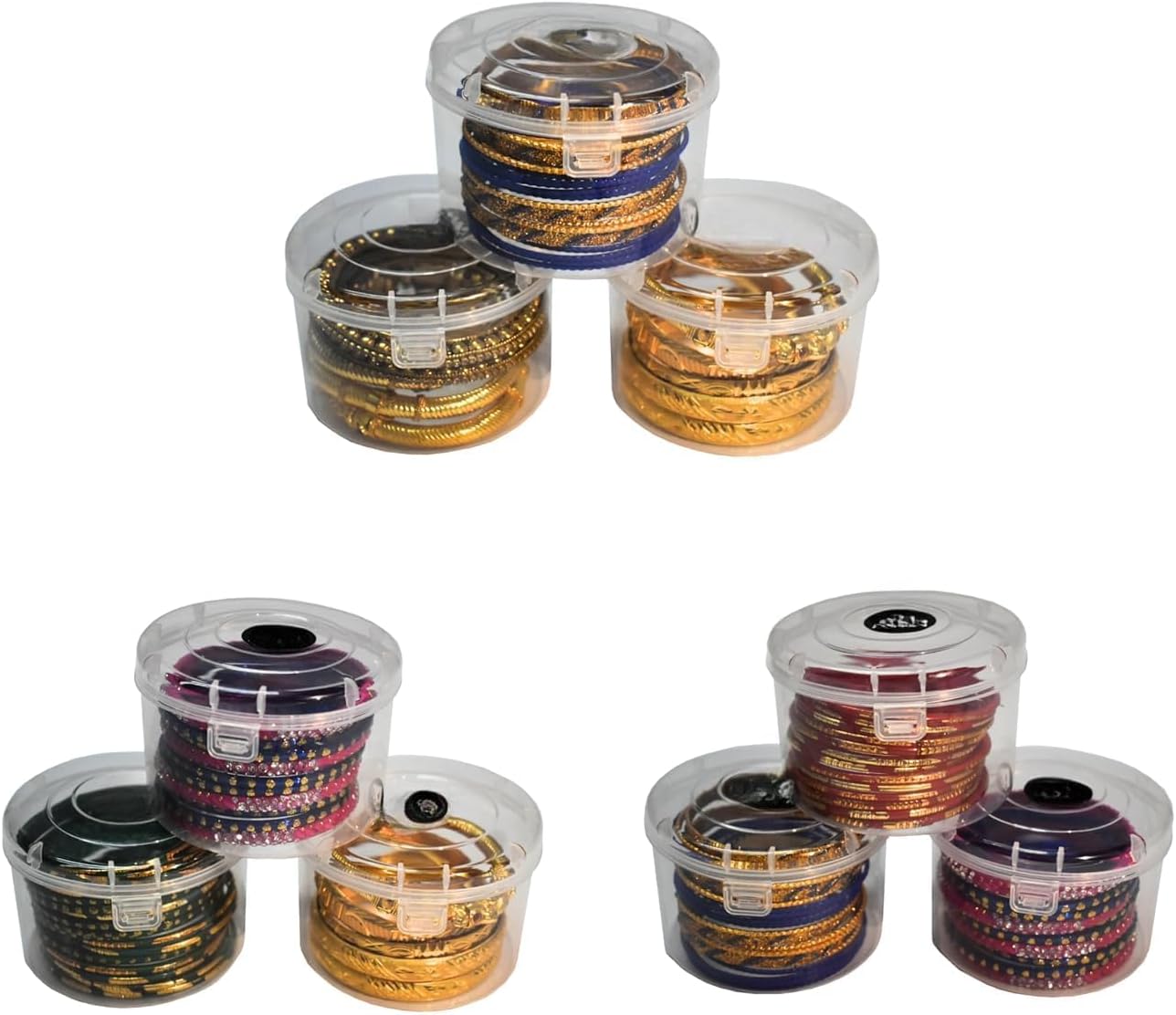 Round Transparent Stylish Multipurpose Plastiic Bangle Box With Lock & Lid For Women and Girls,Organizer Accessories Plastiic Storage Box For Jewellery, (Plastic Bangle Box Small-12)