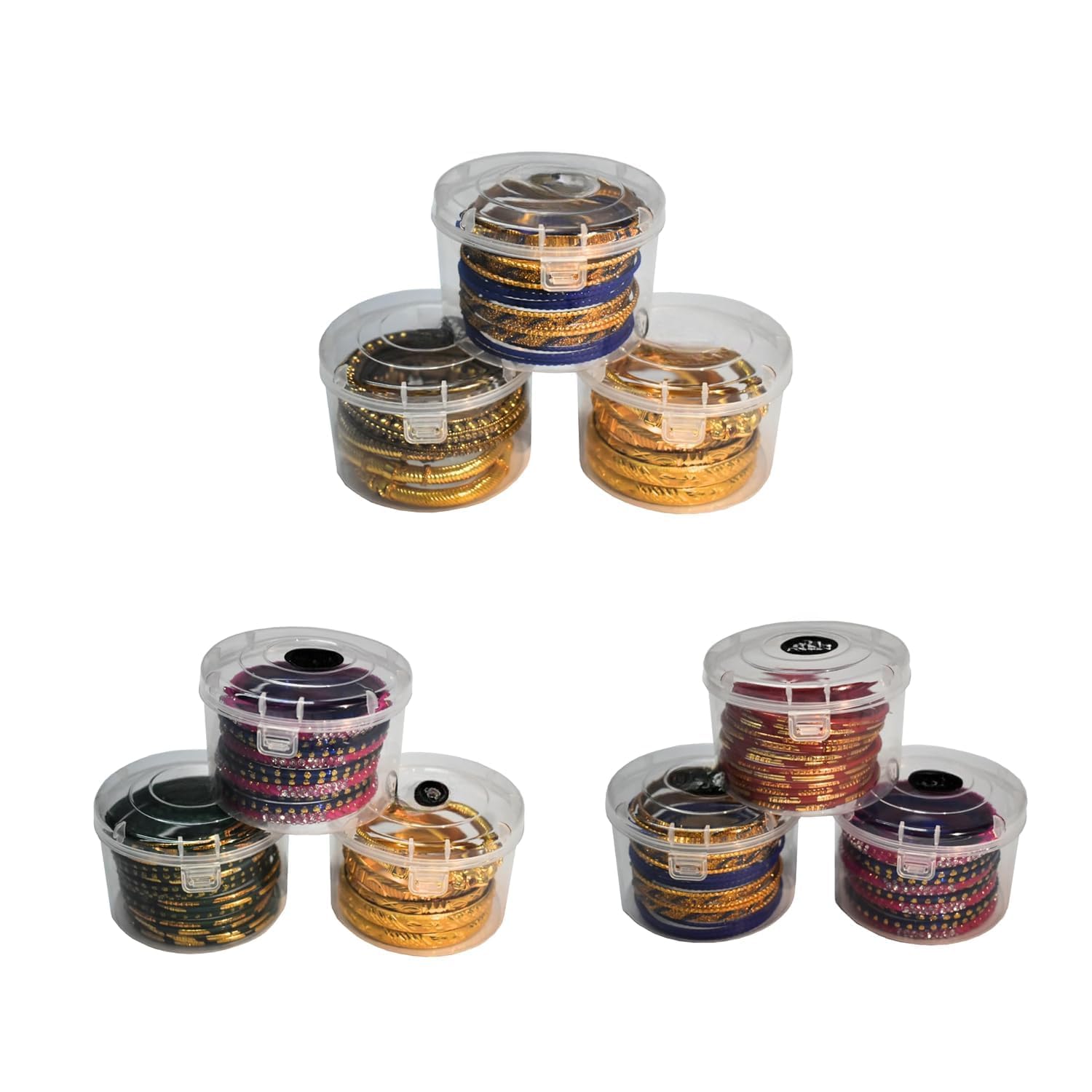 NIOFY Round Transparent Stylish Multipurpose Plastiic Bangle Box With Lock & Lid For Women and Girls,Organizer Accessories Plastiic Storage Box For Jewellery, (Plastic Bangle Box Small-12)-image-33