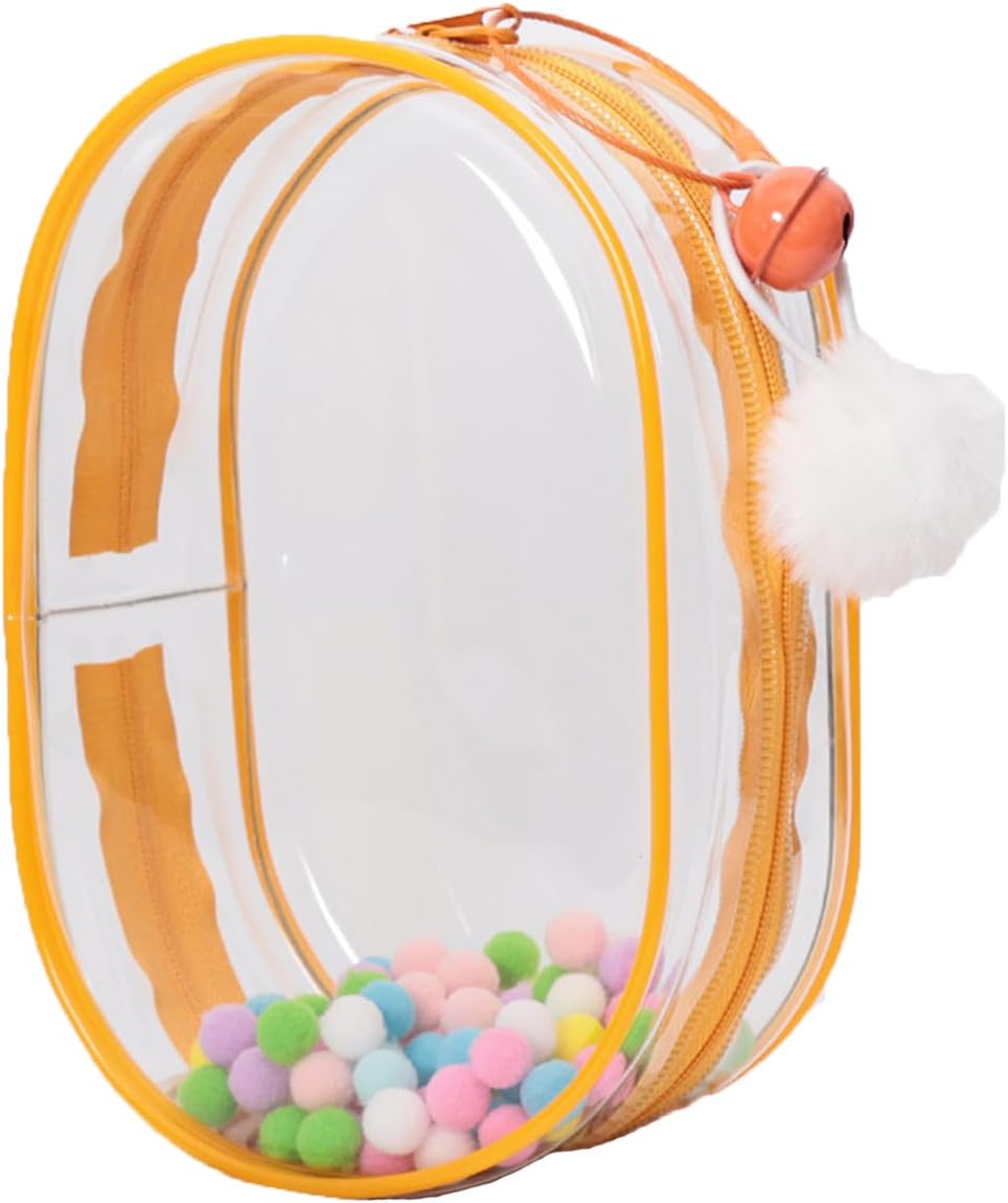 Clear Figure Display Bag Keychains Protective Case Keychains for Doll Pouch Charms for Collectibles (Orange)