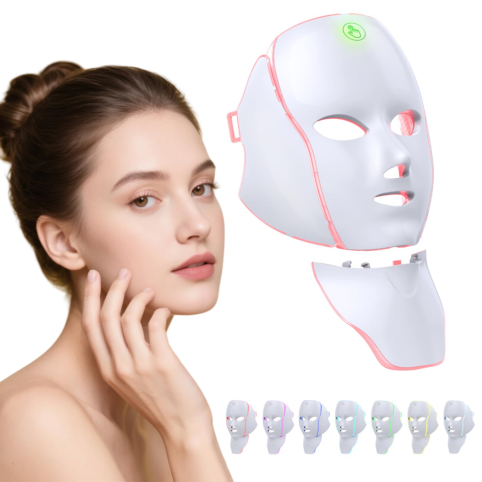 Red Light Therapy Mask for Face,7 Custom Modes for Home Use Travel Yoga