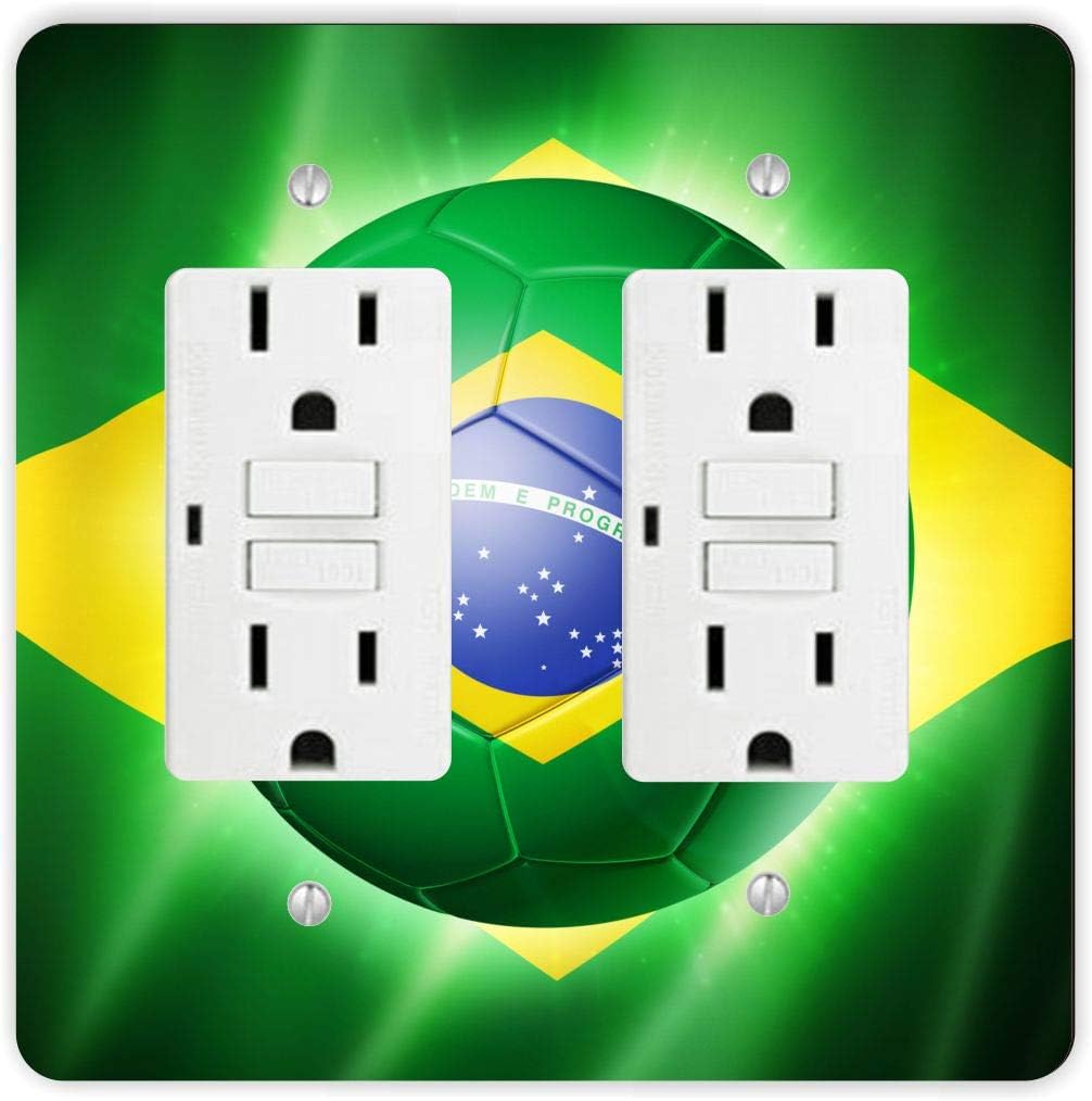 Brazil Brasil Football Soccer Flag -Light Switch Plate Cover - Double GFI Double Rocker - Two Gang Switch Plate Cover Switch Plate Cover