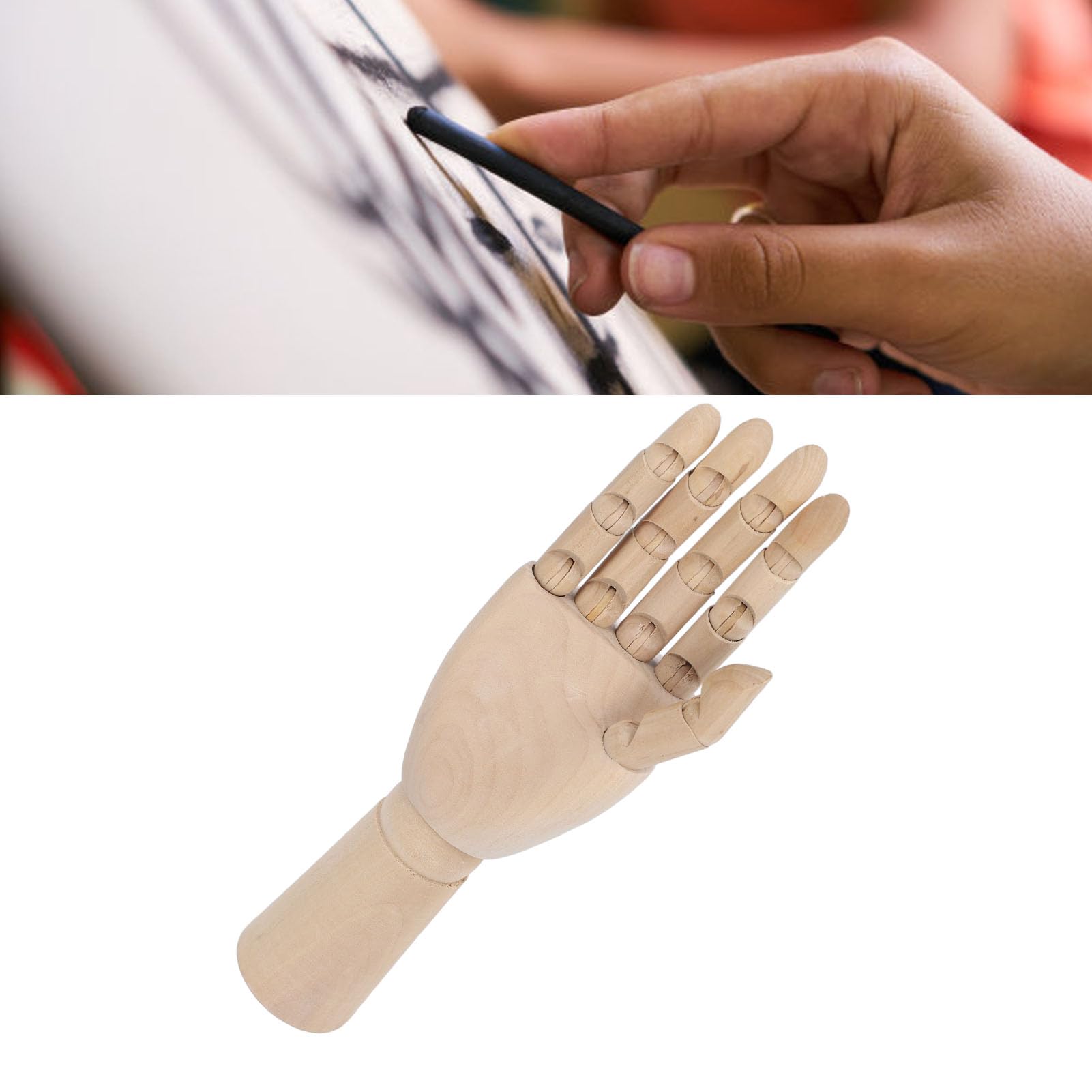 11.8in Flexible Wood Hand Model, Wooden Mannequin Right Left Hand, Artist Manikin Hand Model, for Drawing School, Practice, Supplies, Hand Jewelry Display, Decoration, Sketching (Right)