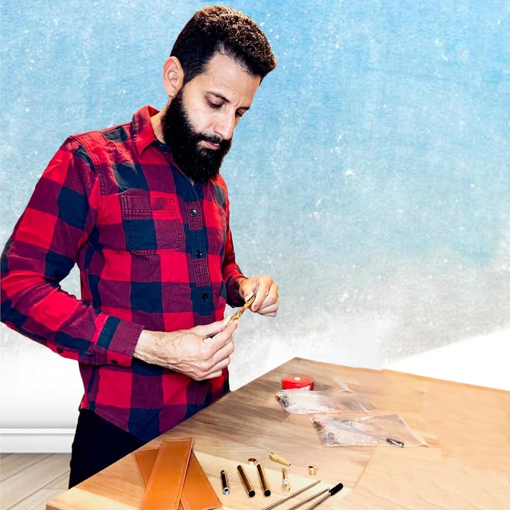 Kit di Penne per Tornitura del Legno Slimline - con Inchiostro Nero, Confezione da 10 + Cover Bonus - Forniture per Bricolage, Regali e Strumenti di Scrittura