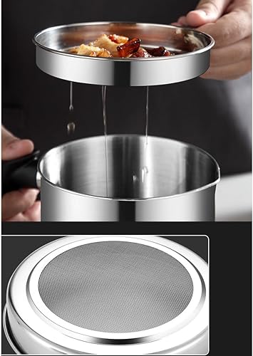 Miniatura 3 de Contenedor de grasa con filtro de malla fina olla tanque de almacenamiento de aceite de cocina (1.8 L plateado)
