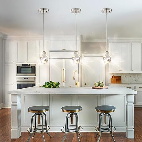 Miniatura 5 de Untrammelife Lámpara colgante moderna de cristal de níquel pulido, pequeña lámpara colgante de 8 W, lámpara colgante LED para baño, dormitorio,