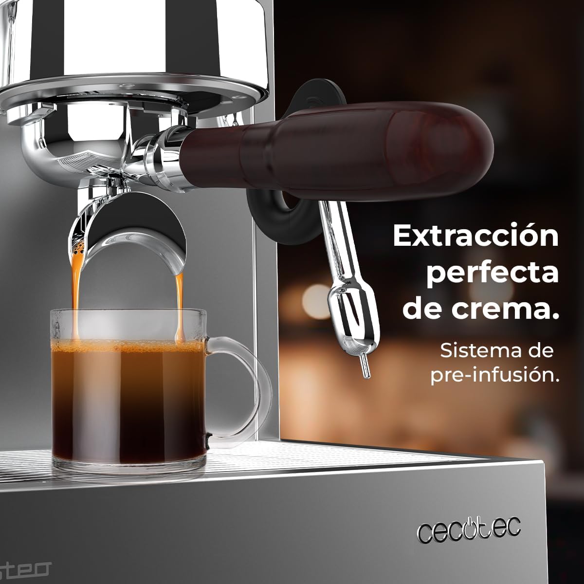 Perfect crema extraction with pre-infusion system