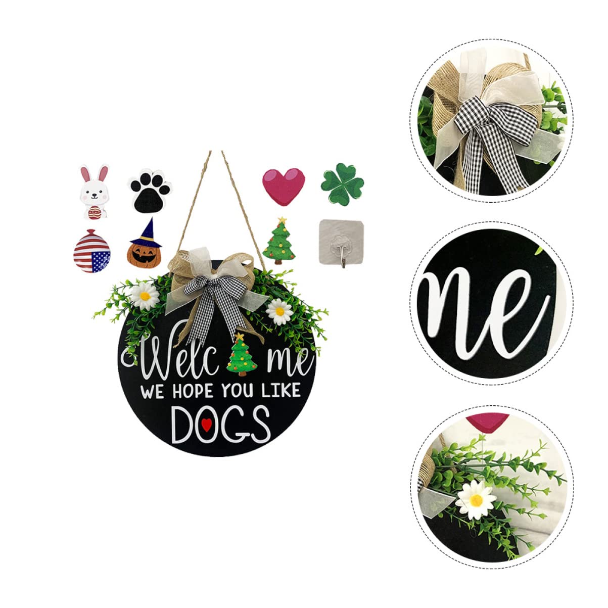 Amosfun 3 Juegos cartel de bienvenida de madera decoraciones puerta Lámina decoración frente muro home decor decoração casa tablero de bienvenida del festival plato de bienvenida de madera
