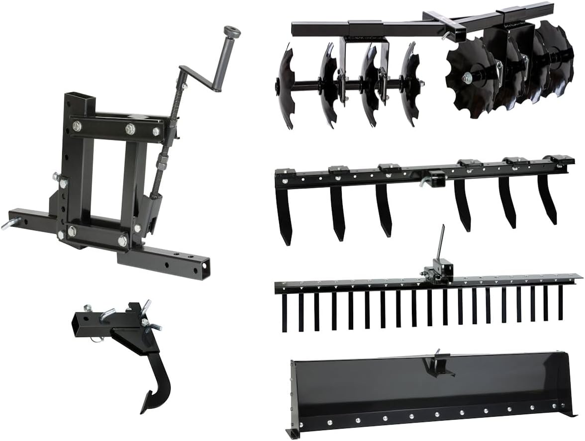 MotoAlliance Impact IMPLEMENTS® 6-Piece Implement Kit for ATV, UTV, and Garden Tractors - Includes Lift, Landscape Rake, Cultivator, Box Blade, Disc Plow, and Middle Buster.