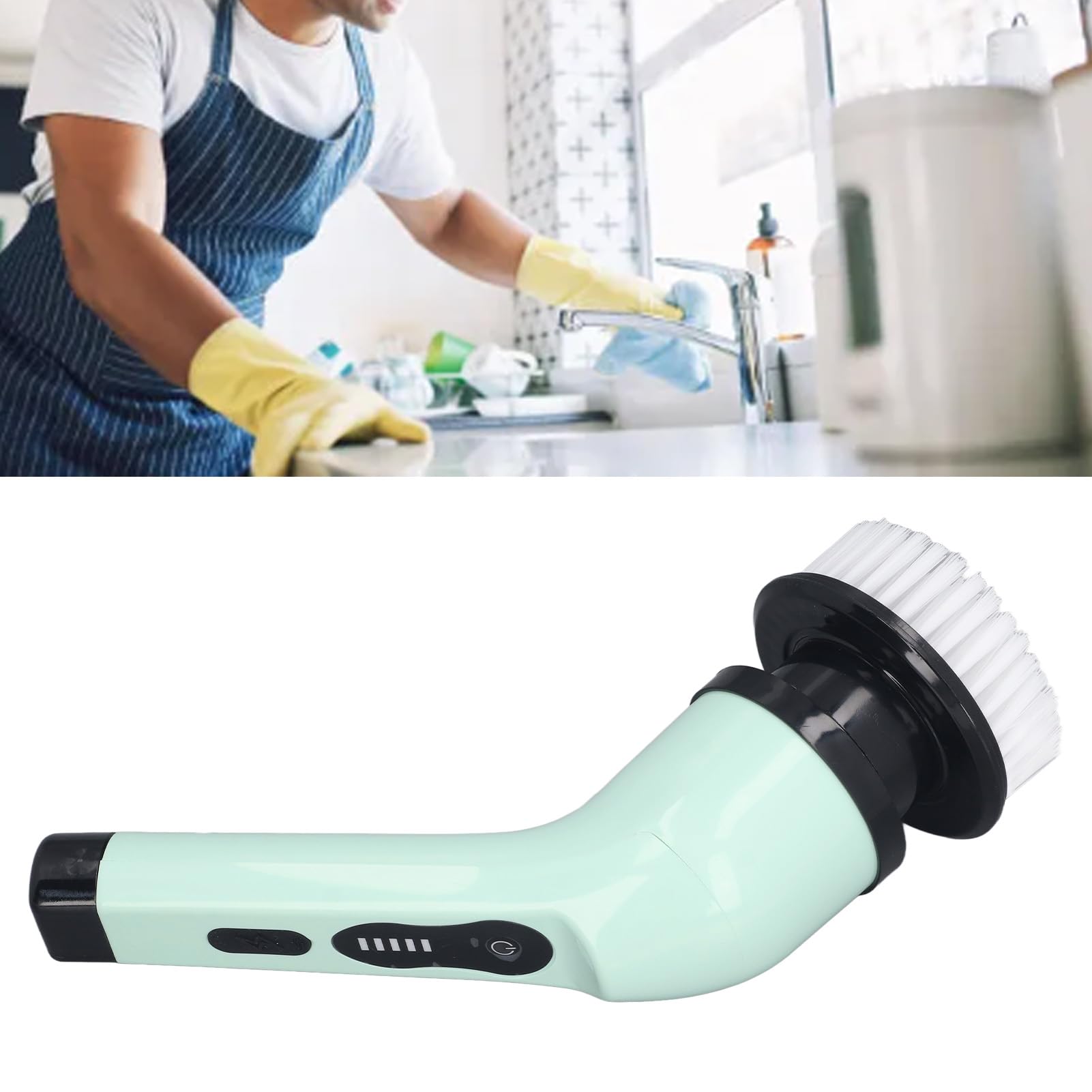 Juego de Cepillos de Limpieza Eléctrica, Potente Fregador Giratorio Inalámbrico para Cocina, Baño y Coche con 9 Cabezales de Cepillo Reemplazables