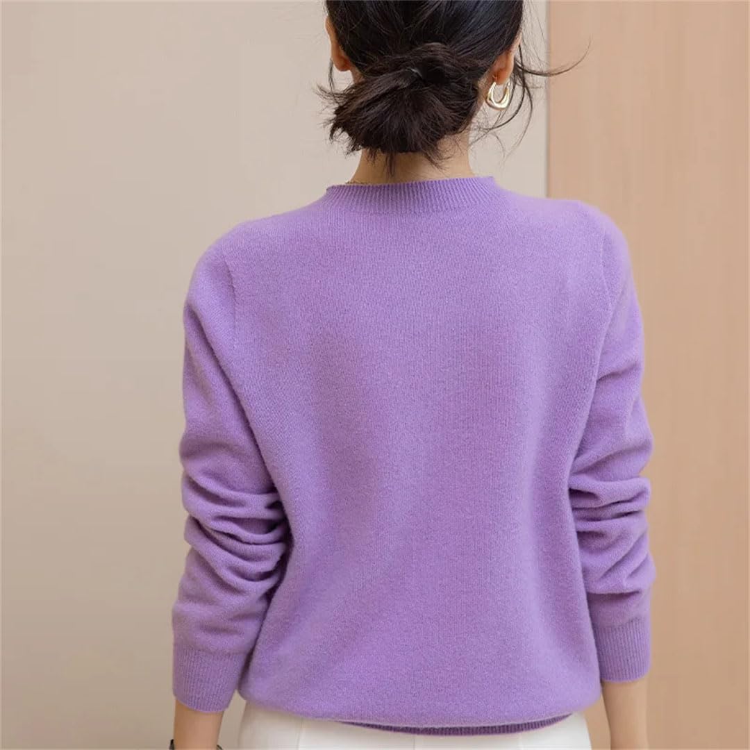 Vogrtcc Maglione da Donna in Lana con Colletto A O. Pullover Autunno Inverno da Donna in Tinta Unita