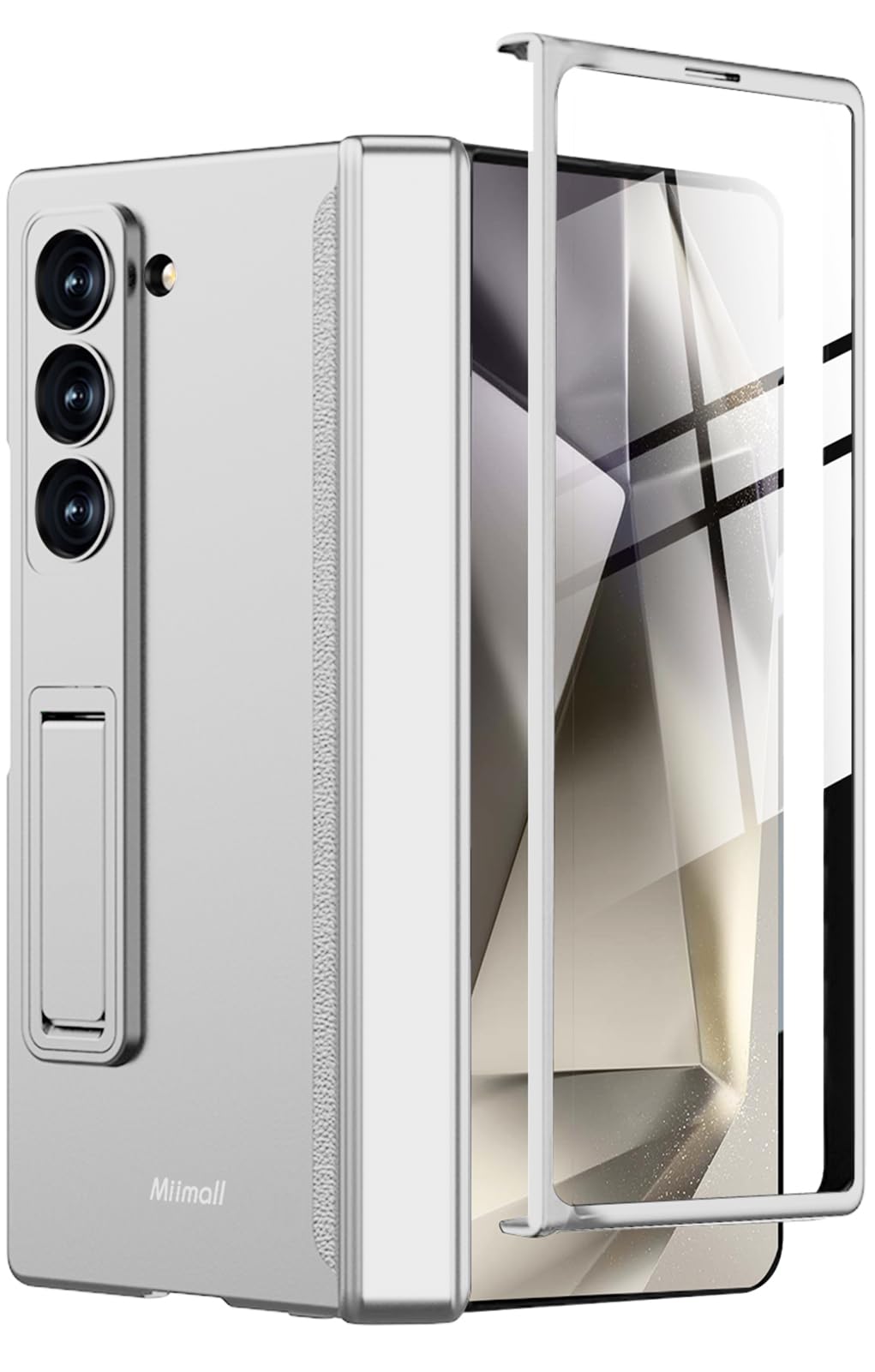 Miimall for Z Fold 6 Case with Case Screen Protector, [Military Grade Drop Protection] Built-in Adjustable Kickstand & Magnetic Hinge Protection