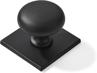 khtumeware 10 Pack 1-1/2 Inch Matte Black Cabinet Knobs with Vintage Backplate - for Drawers, Cabinets & Bi-Fold Doors