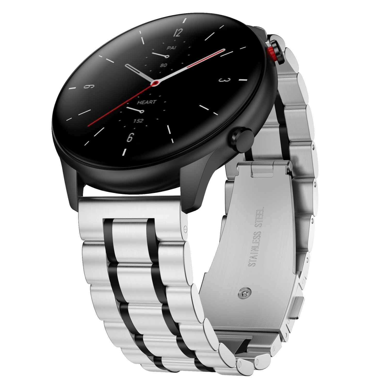 Suuira Cinturino Compatibile con Amazfit GTR 4/3 / 3 Pro / 2 / 2e / Stratos 2 / 2S / 3, Cinturino di Ricambio Acciai Inossidabili Compatibile con Amazfit Bip 5 / Balance (Argento/Nero)