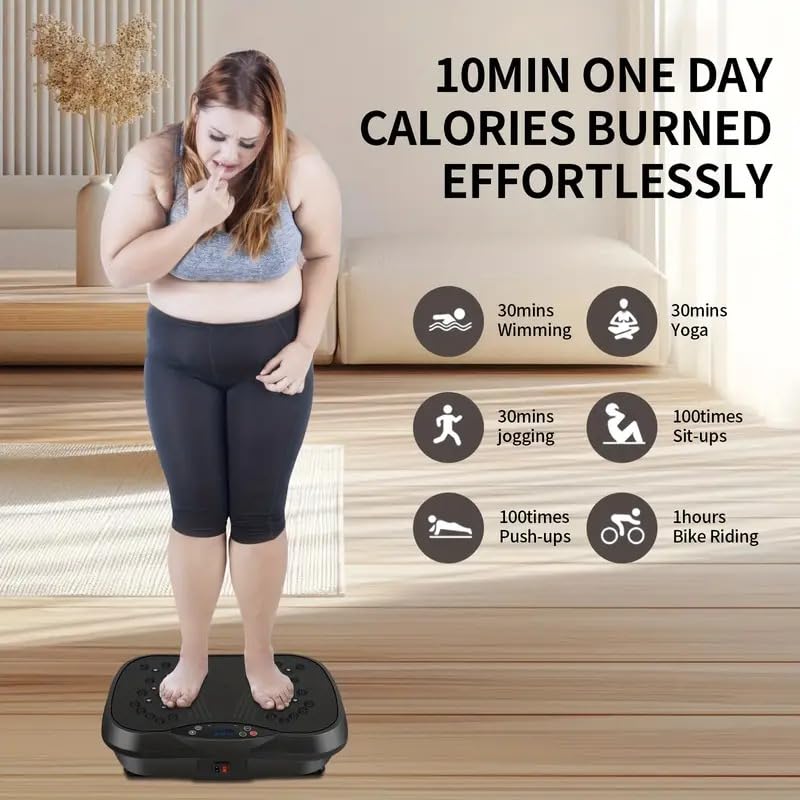 Image of Proton Vibration Plate Exercise Machine for Full Body Workout - 99 Speed Levels, Resistance Bands & Remote Control - Home Fitness Vibration Platform for Weight Loss, Muscle Toning & Circulation