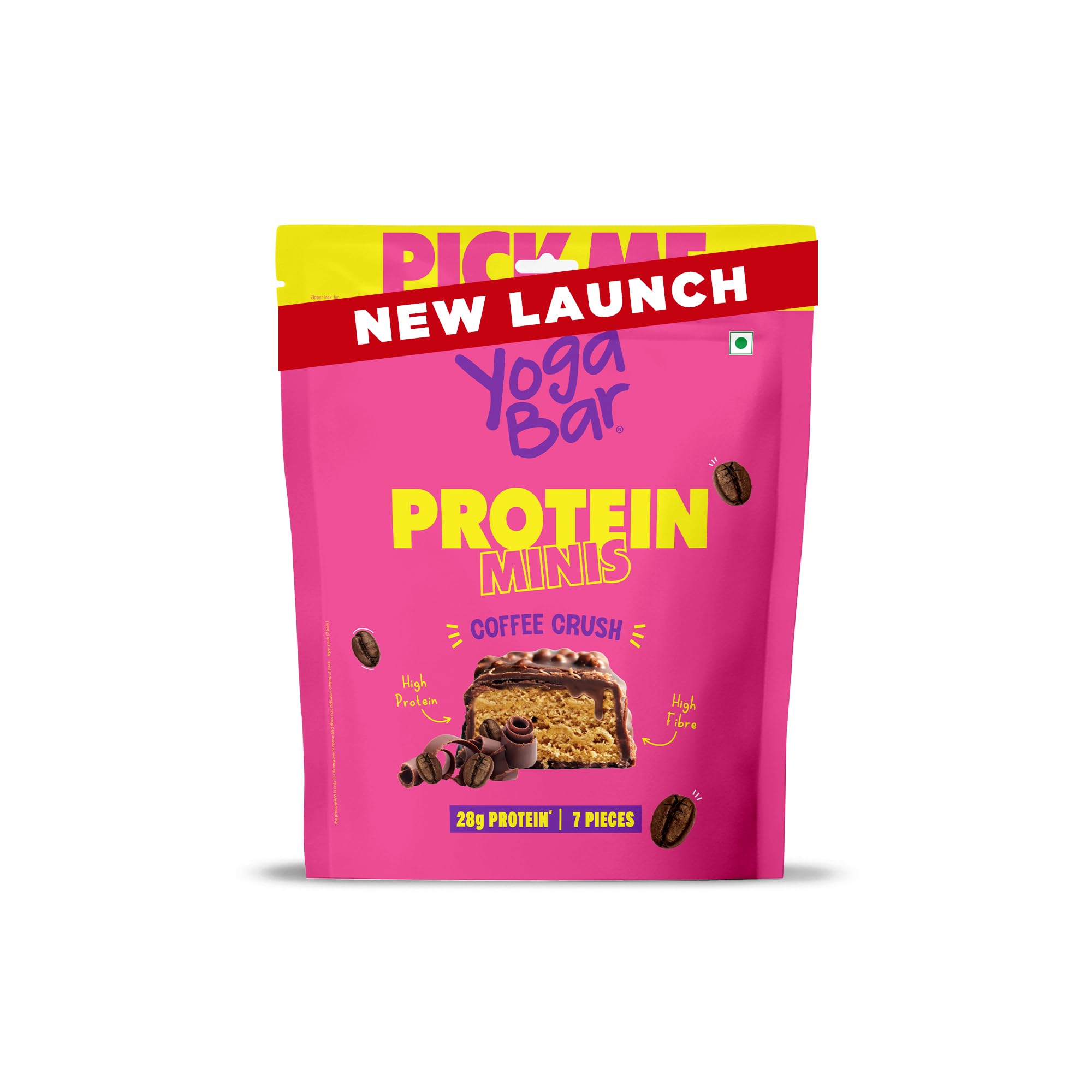Yogabar Protein Minis, 4g Protein Bar (7 Bars, Coffee Crush) | Dark Chocolate Bar with no Trans Fat | Healthy Snacks for Kids & Adults | Goodness of Peanuts | Rich in Protein & Fiber