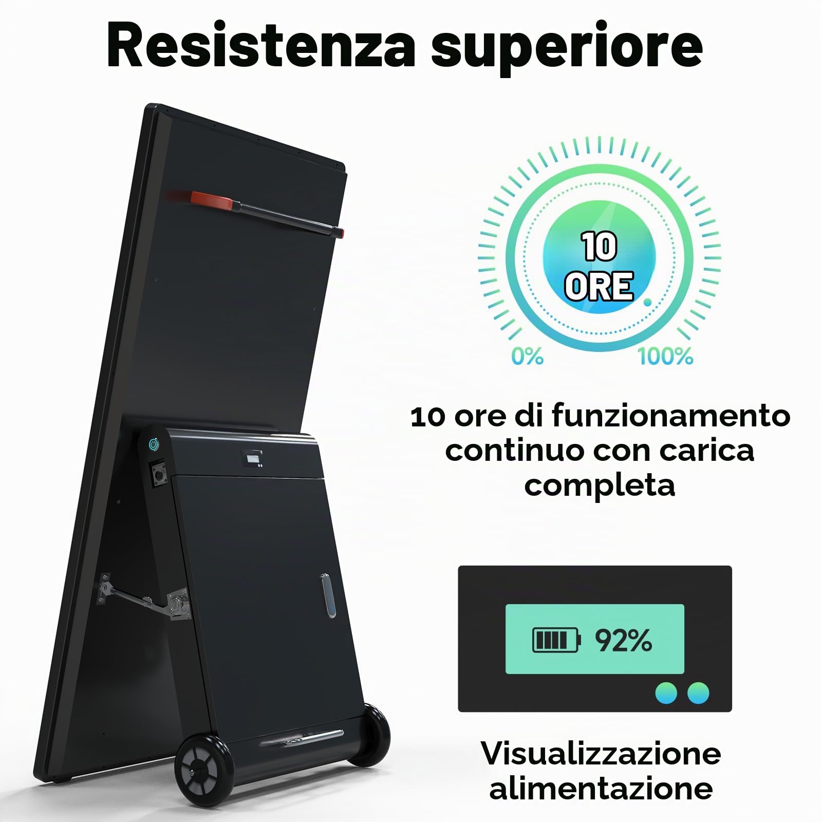YCKJNC Totem Pubblicitario Digitale da Esterno 43", Schermo Pubblicitario Alta Luminosità 2000 Nits con Batteria 10h, Stop-Trottoir Impermeabile IP65 per Ristorazione