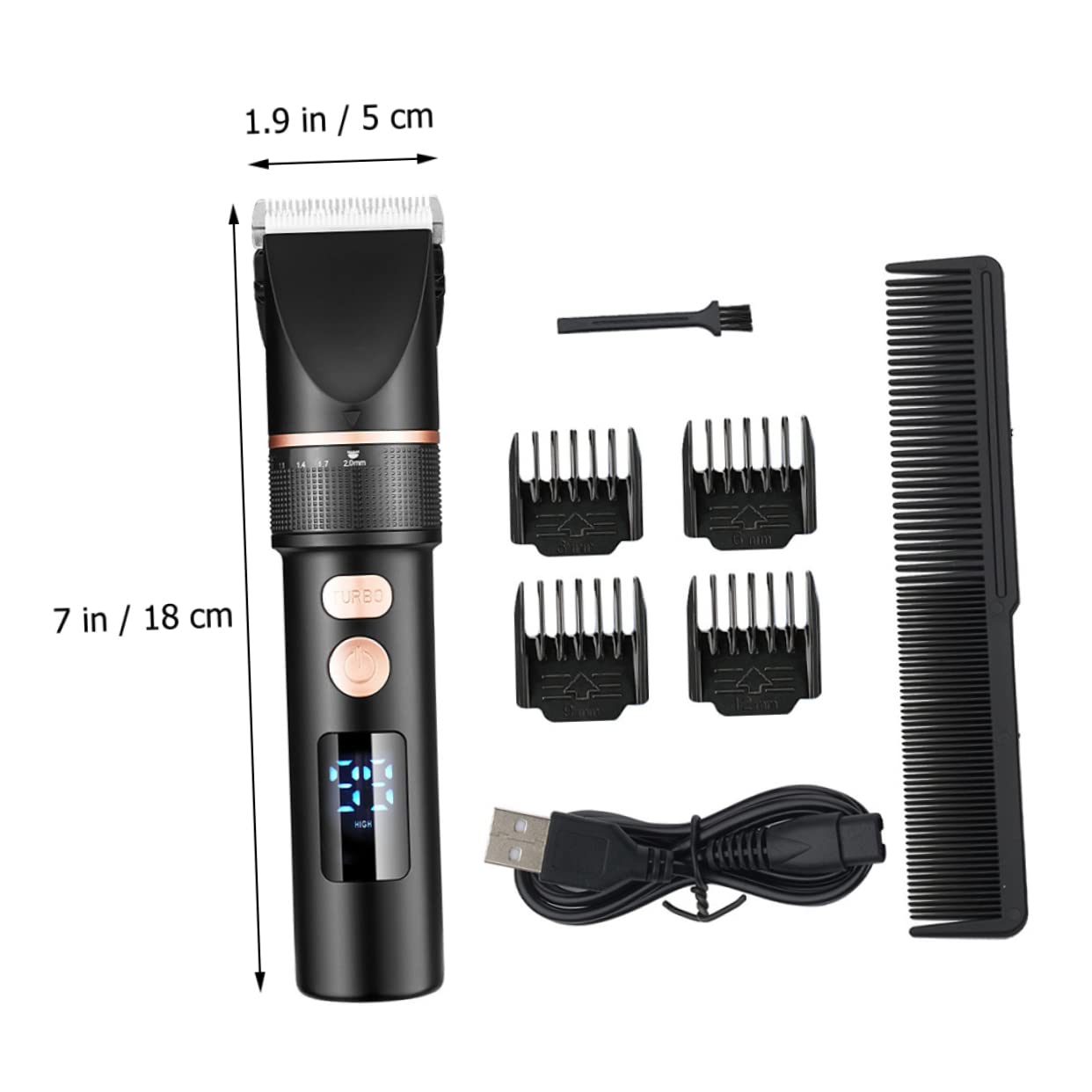 Mipcase Tagliacapelli Elettrico Display Lcd Regolabile 3 Velocità in Acciaio Inox per Uso Domestico e Viaggi, Kit Professionale per Barbe e Chioma senza Irritazioni, Set Ergonomico