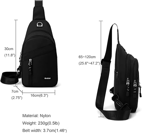 Miniatura 6 de zhongningyifeng Sling Chest Bag for Men and Women Small Shoulder Bag Nylon Waterproof Lightweight MINI Crossbody Daypack for Hiking Camping Outdoor