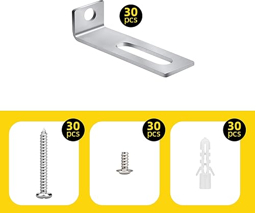 Miniatura 3 de Juego de 30 accesorios de montaje de pizarra blanca soportes colgantes de pizarra blanca kit de instalación de pizarra blanca incluye soportes de