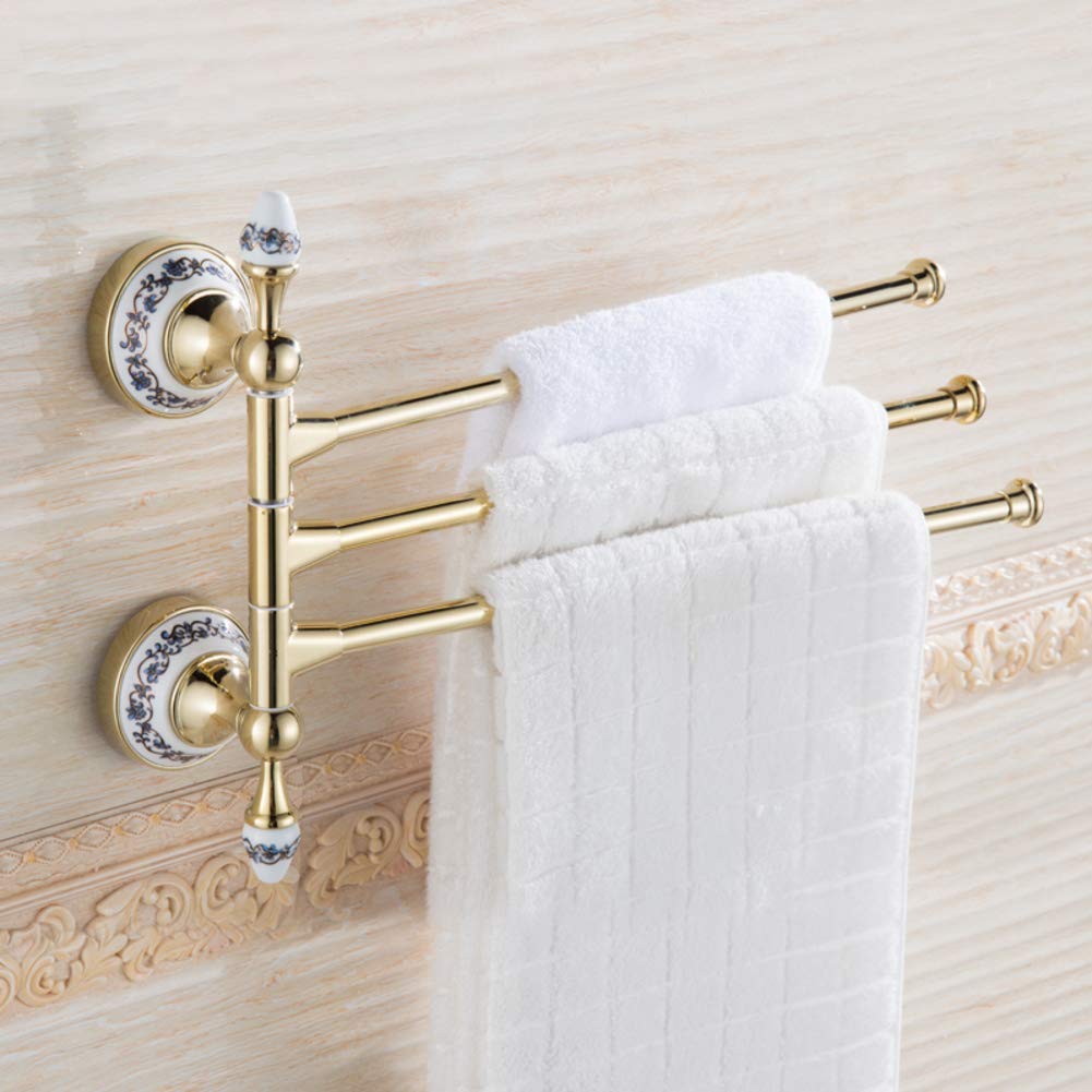 Porte-serviettes rotatif en or rose doré de 32cm pour salle de bain