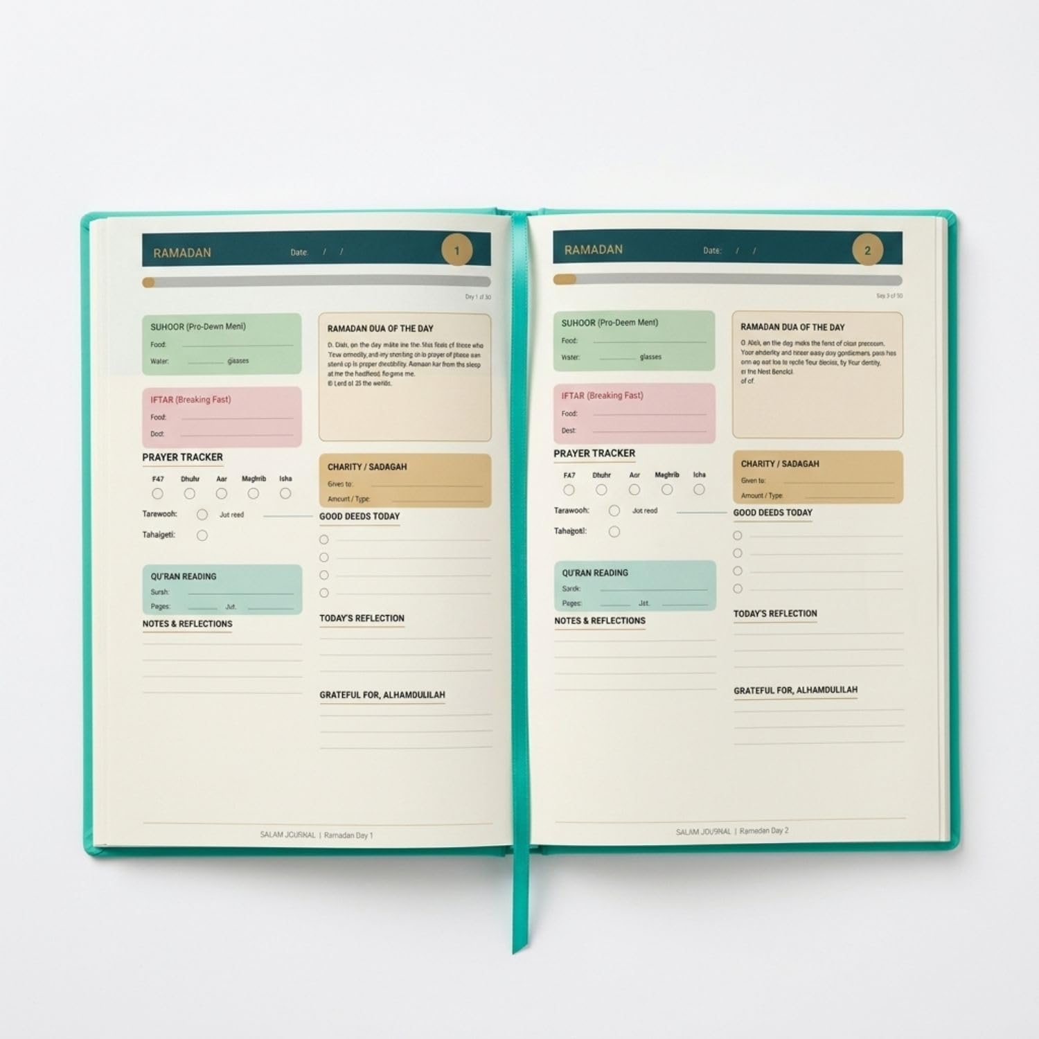 Salam Journal, agenda giornaliera islamica con monitoraggio delle preghiere, Hadith e Duas, layout non datato con copertura di 6 mesi, regalo per Ramadan ed Eid, per musulmani, pianificatore Ramadan