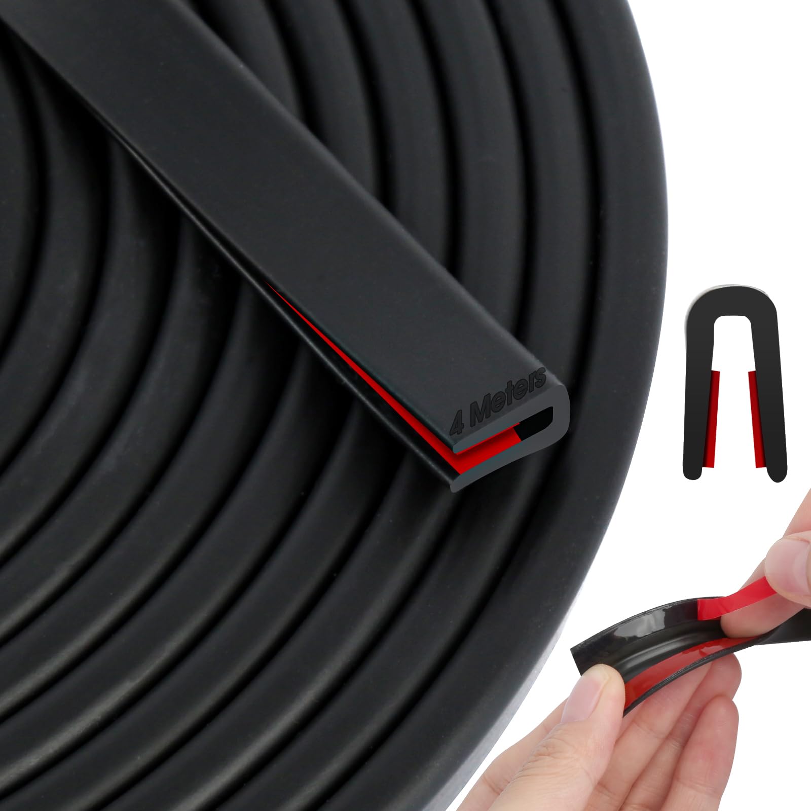 Bordo In Gomma Autoadesivo - Striscia Protettiva Canale A U Per Bordi Taglienti - 4 Metri Nero Per Auto, Porte, Tavoli - Foto 7