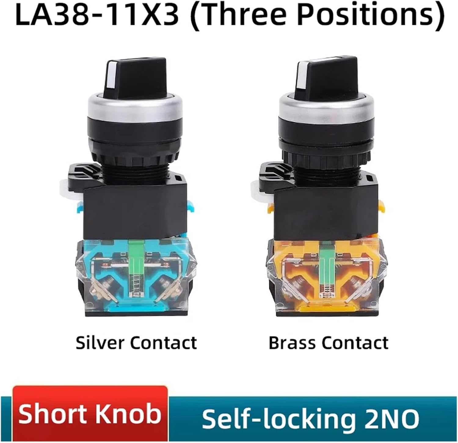 10pcs Rotary switches LA38-11X2 Button 22mm Selection 2P 3P1NO1NC 2NC Reset/self-Locking(3P Lock 2NO)