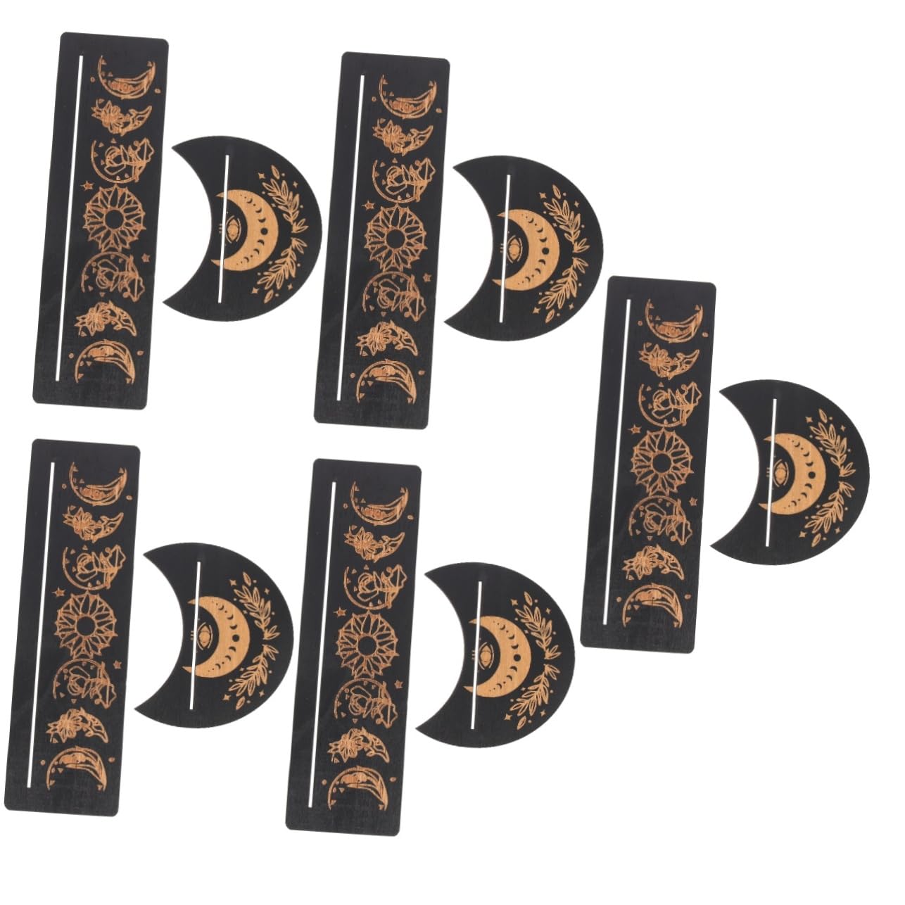 PRETYZOOM 5 Juegos De Tarjeteros Rectangulares De Madera Soporte Para Cartas De Tarot De Fase Lunar Decoración De Mano Decoración Pagana Soporte Para Cartas De Tarot En Forma De