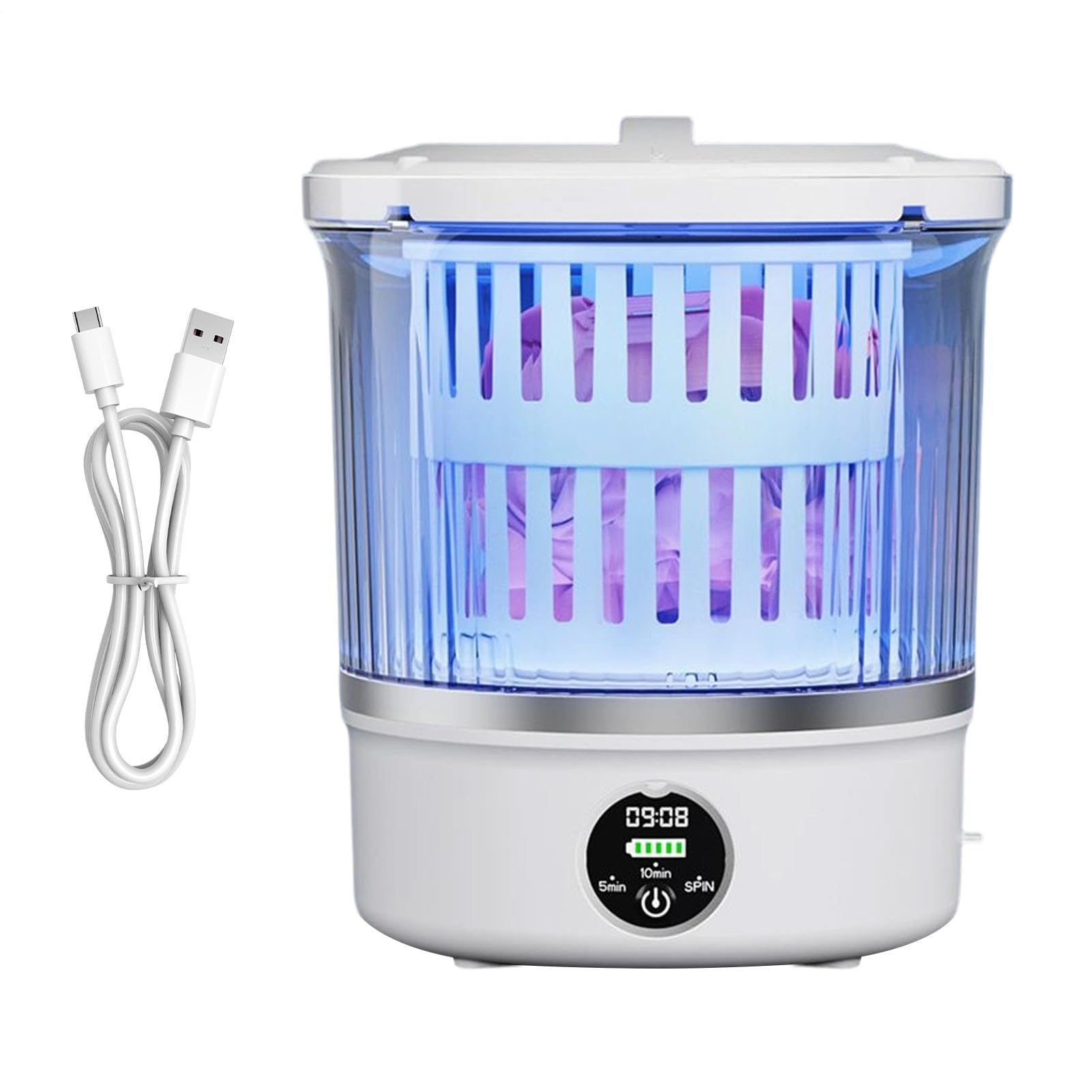 Mini Lavatrice, Funzione silenziosa attivata, 23 x 19,5 x 19,5 x 19,5, Mini Lavatrice, Lavatrice Portatile Controllo Digitale per Donne e Uomini Casa Viaggi Dormitorio Campeggio