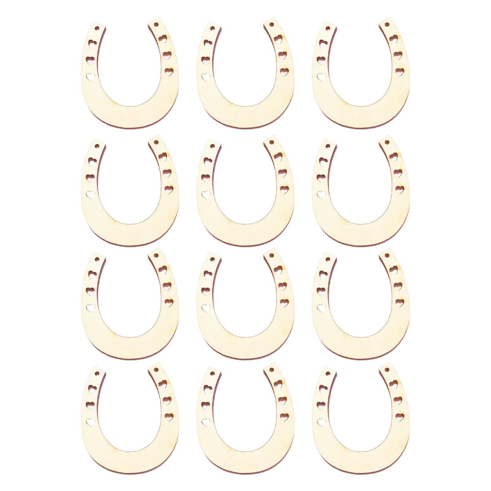 CUSROS 12 Pieces DIY Wooden Wood Chips Wooden Animal Cutouts Love Horseshoe Ornaments Unfinished Stars Blank Wood Pieces Cutouts Decor Wedding Party Crafts Making 12pcs
