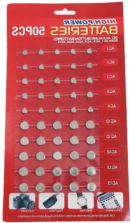 50Pcs Portable AG1/AG3/AG4/AG10/AG12/AG13 Button Cell Batteries Coin