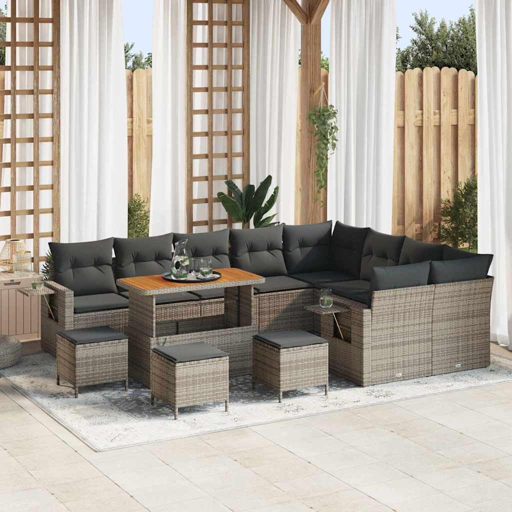 Set di divani da giardino, 13 pezzi, in polyrattan, divano angolare