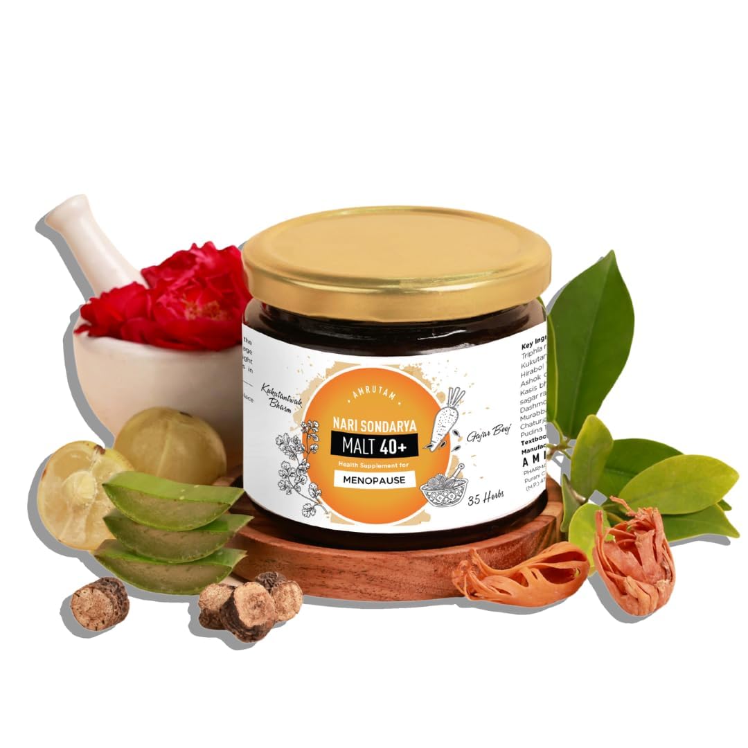 Ayurvedic Medicine for Women above 40 | 35+ Ayurvedic Herbs | Menopause | Improved Immunity, Hormonal Health, Skin, Hair & Bone Health | With Kukutantwak Bhasm, Smrati Sagar Ras & more | 400 GMS-image-42