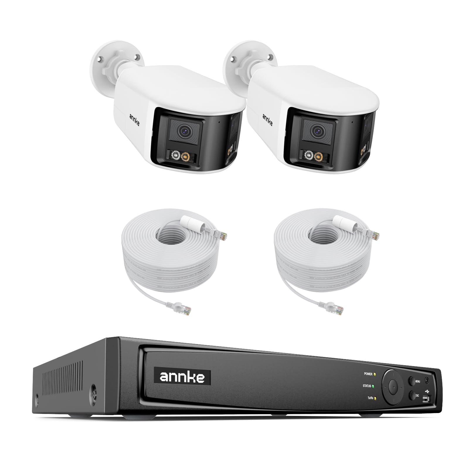 ANNKE 12MP 8CH PoE NVR, 2pcs 4K Dual Lens IP Camera, Smart AI Network Video Recorder, Support up to 8X IP Cameras, 24/7 Recording, RTSP