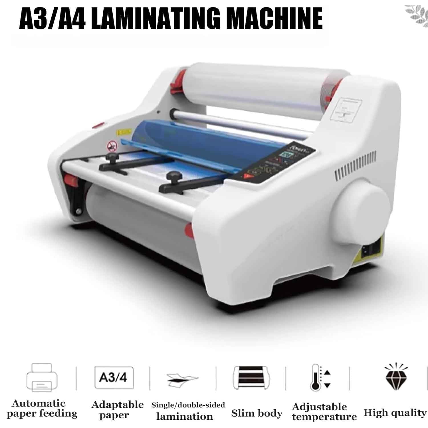 Laminatrice termica A3/A4 con alimentazione carta, velocità 150 cm/min per scuola, ufficio e protezione documenti