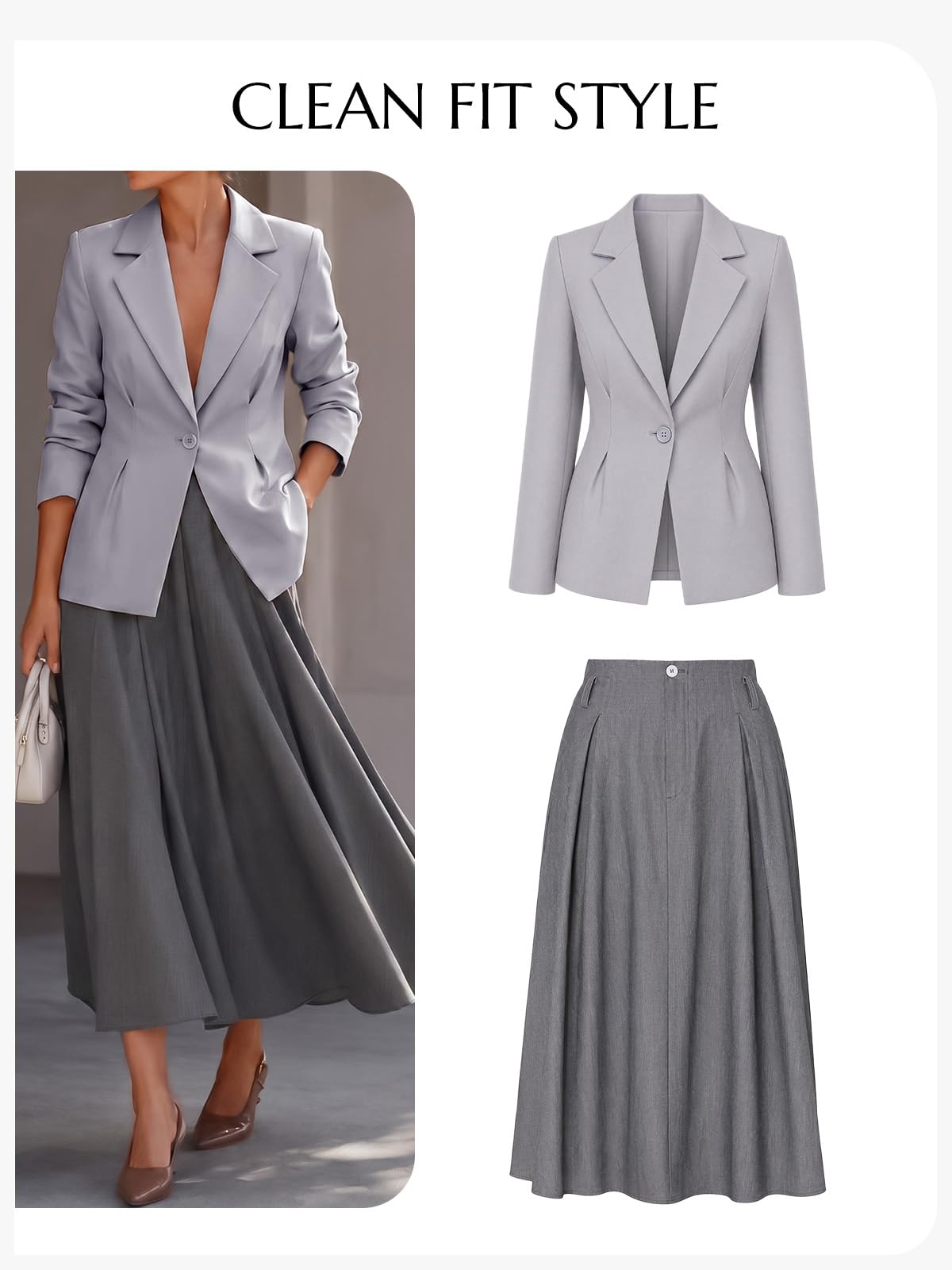 Cicy Bell Blazer für Damen, Business-Blazer, vorne offen, plissiert, Anzugjacken