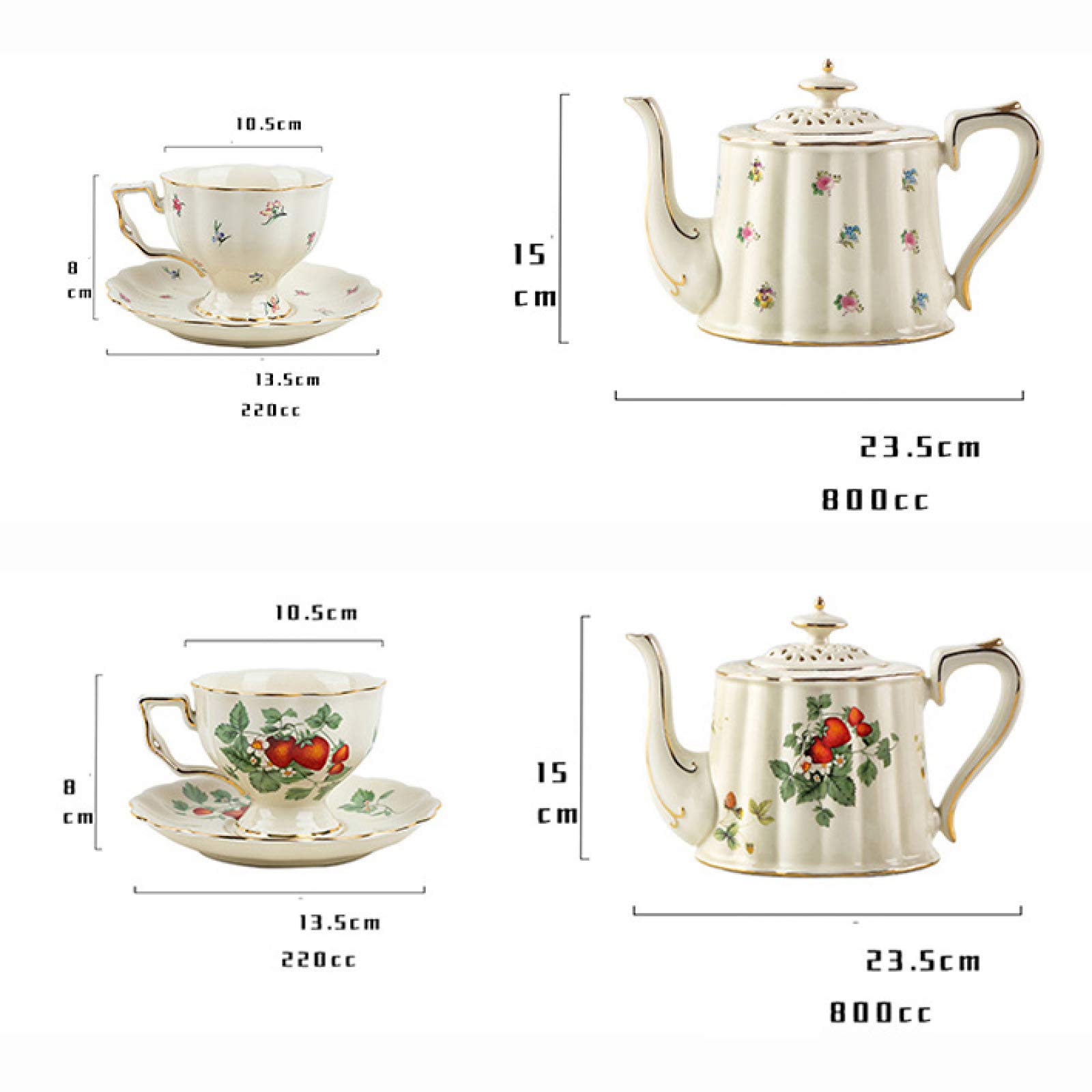Zestaw Do Herbaty Dla Dorosłych, Filiżanki I Spodki Z Porcelany Kostnej, Różowe Zestawy Do Herbaty, Czajniczek Old Country Roses, 7 Elementów