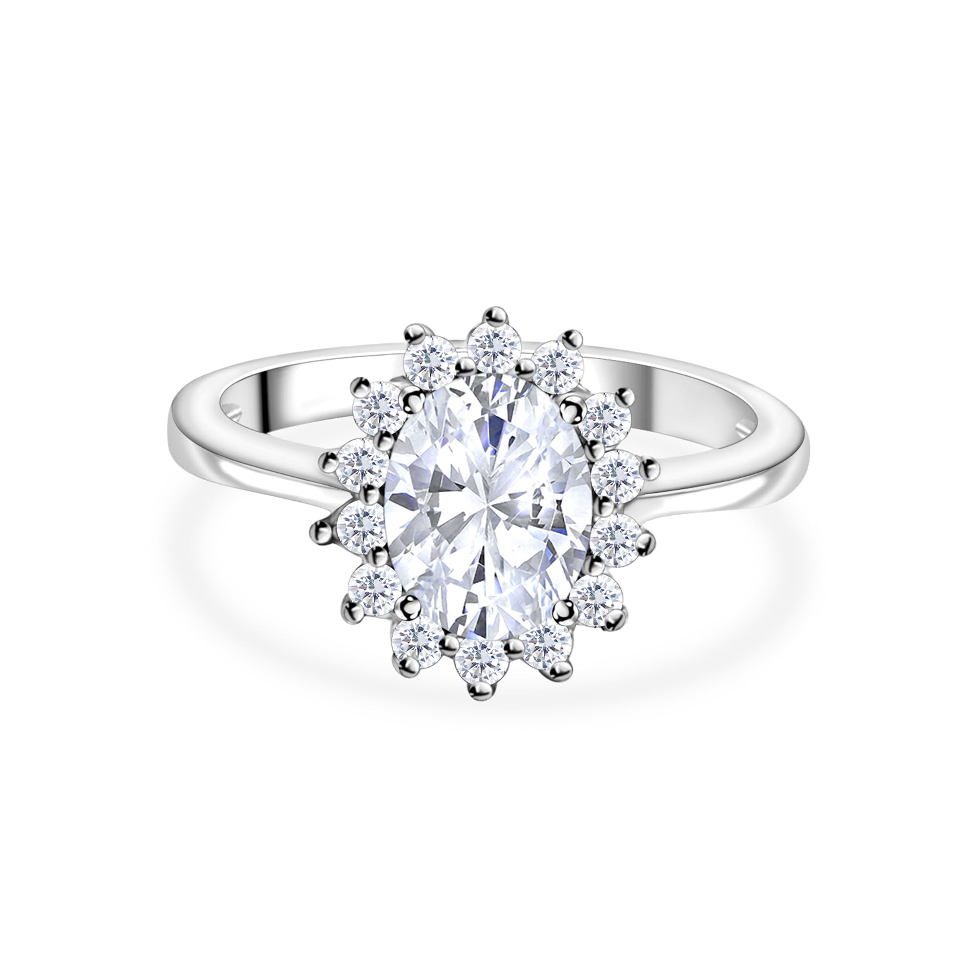 Ornate Jewels 925 Silver 1.5 Carat Oval AAA Grade American Diamond Halo Ring for Women and Girls Birthday Anniversary Jewellery (B08318Z7C5) Amazon Price History, Amazon Price Tracker
