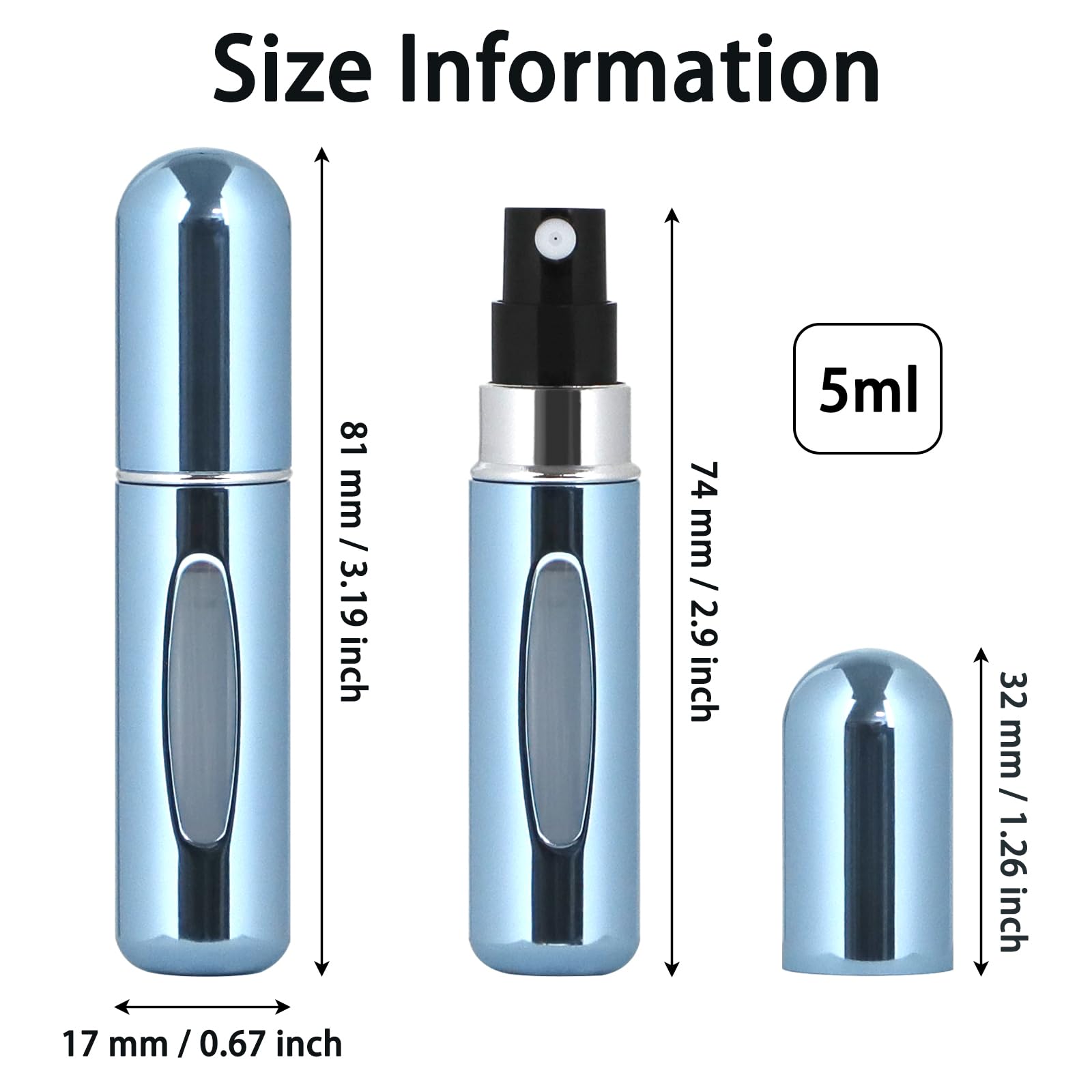 Mini-Parfümzerstäuber, nachfüllbar, tragbar, 5 ml, Sprühduft, Pumpetui für Damen und Herren, kleine Sprühflasche für Reisezubehör, 10 Stück